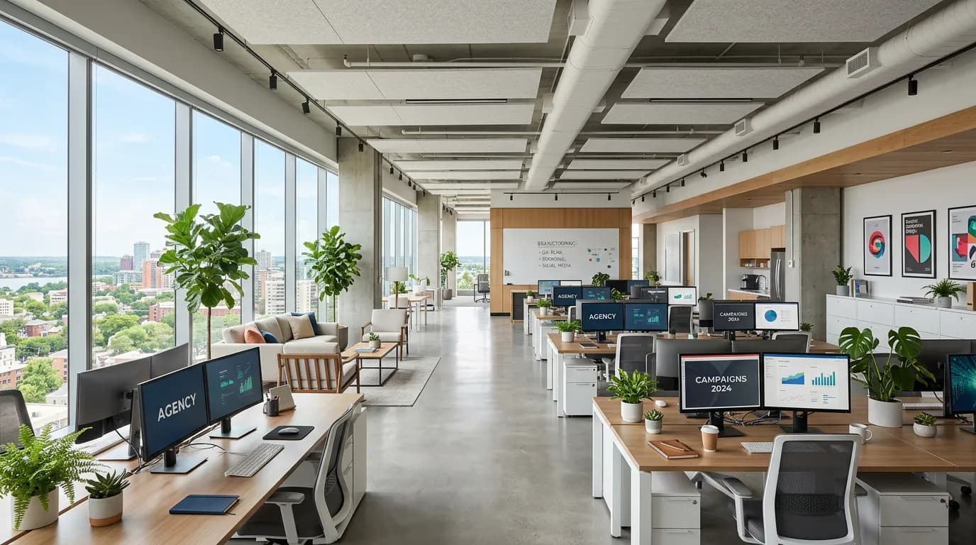 Modern digital marketing agency office interior in Chino CA