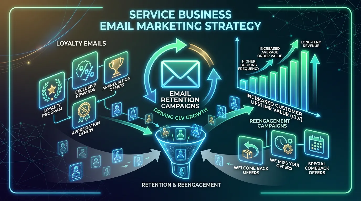 Customer retention and reengagement through email marketing bringing past clients back to service businesses