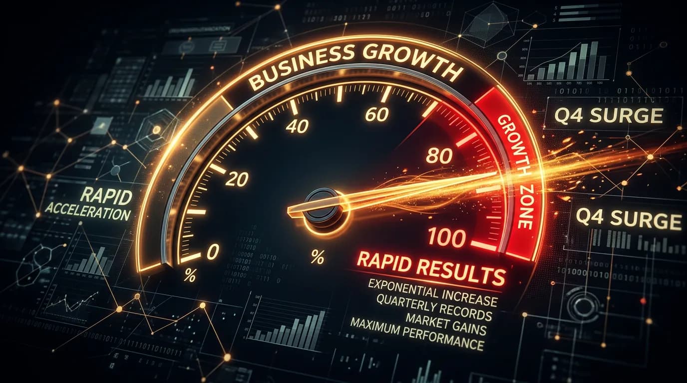 Speedometer at maximum representing rapid business acceleration through Online Website Marketing fast track