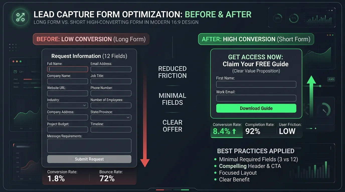 Form optimization showing short high-converting lead form design for service business websites