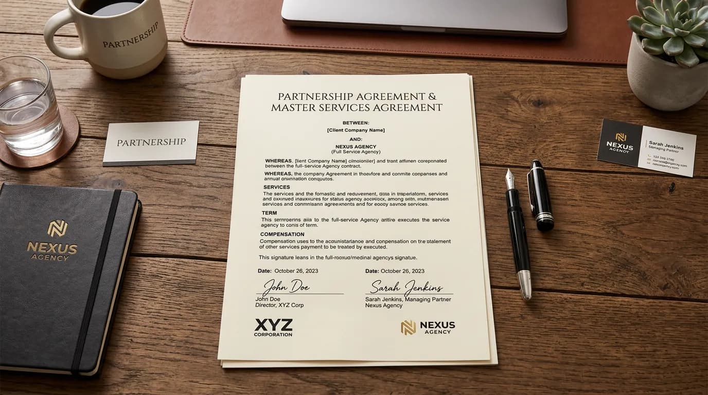 Agency partnership agreement document representing the full service partner relationship with Online Website Marketing
