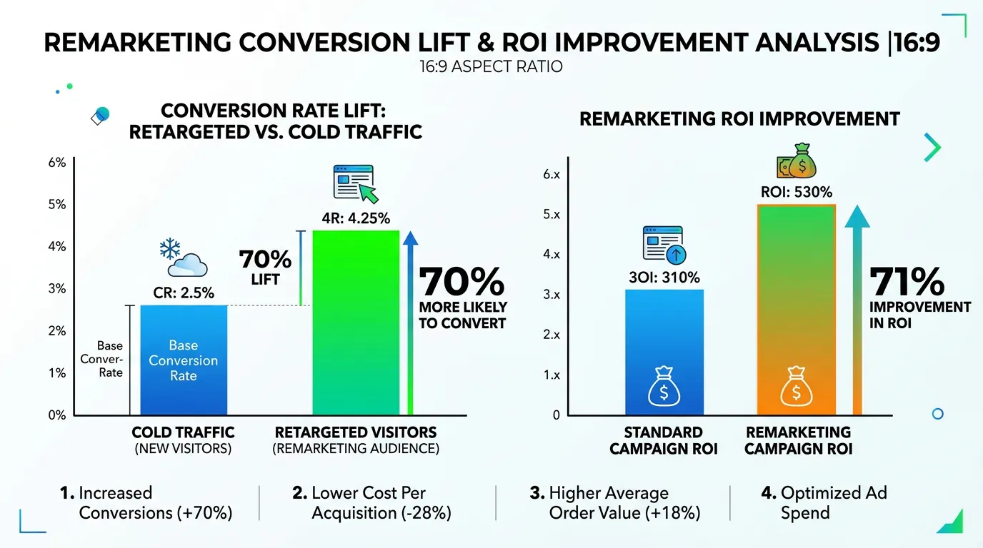 Chart comparing conversion rate for retargeted visitors against first time visitors