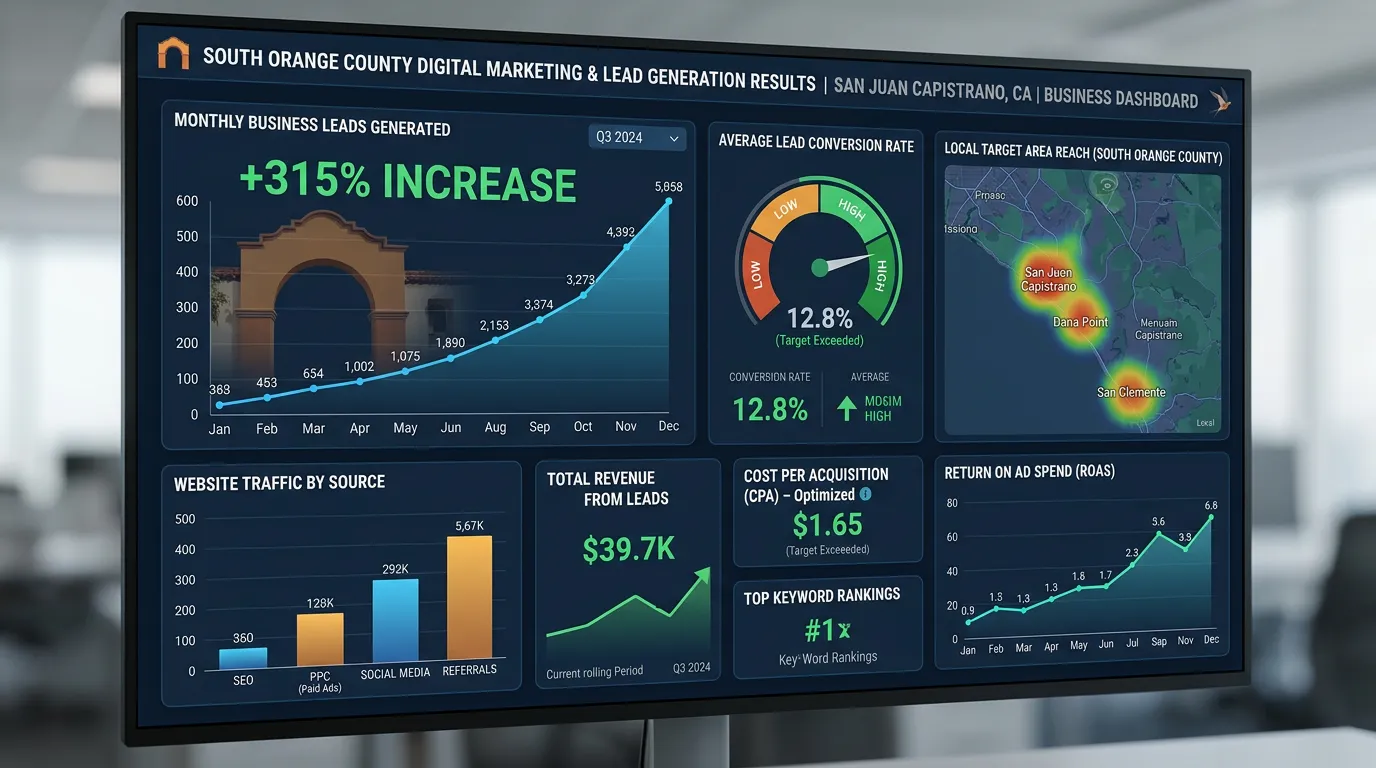 San Juan Capistrano CA business lead generation and digital marketing results for local service businesses