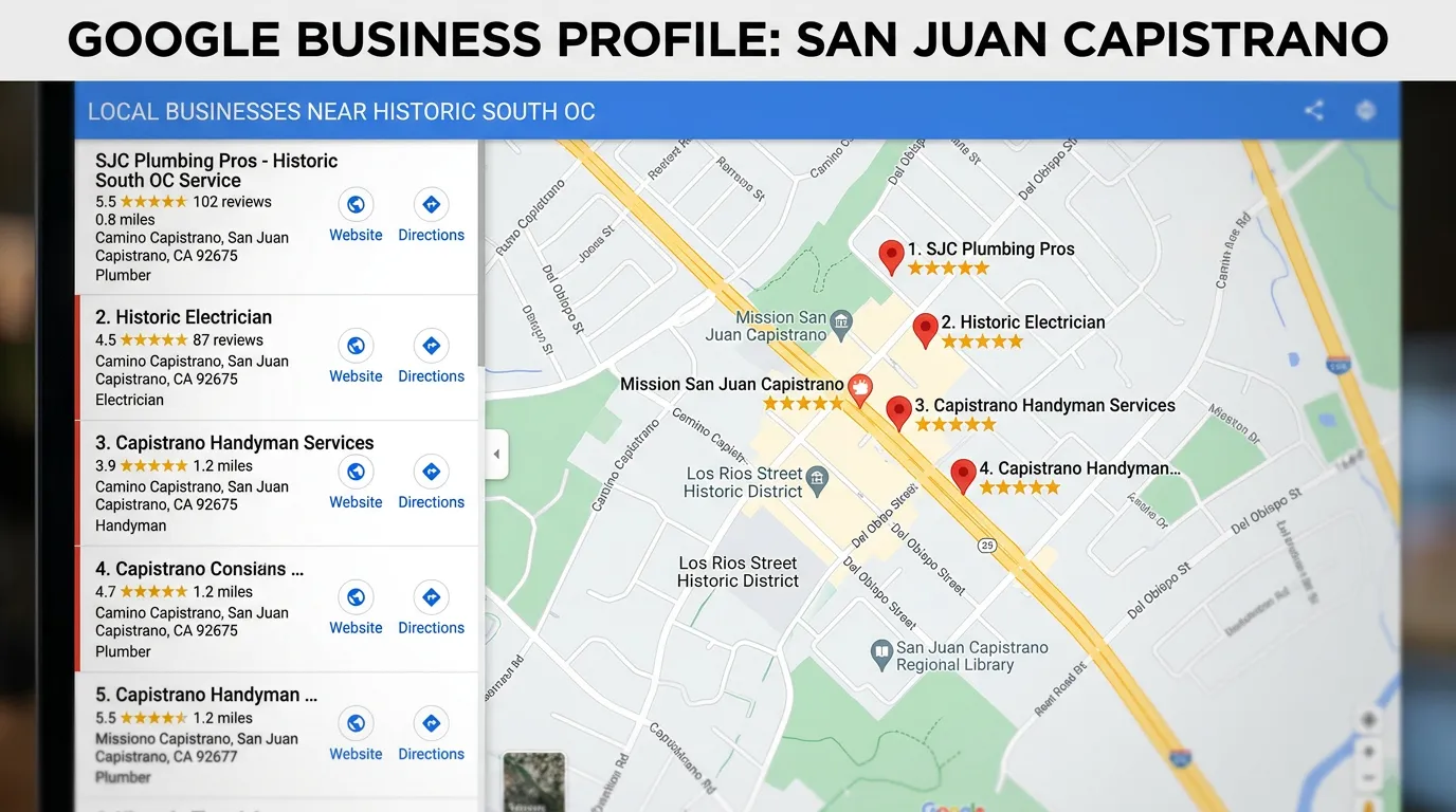 San Juan Capistrano California Google Business Profile 5-star reviews and local map pack presence