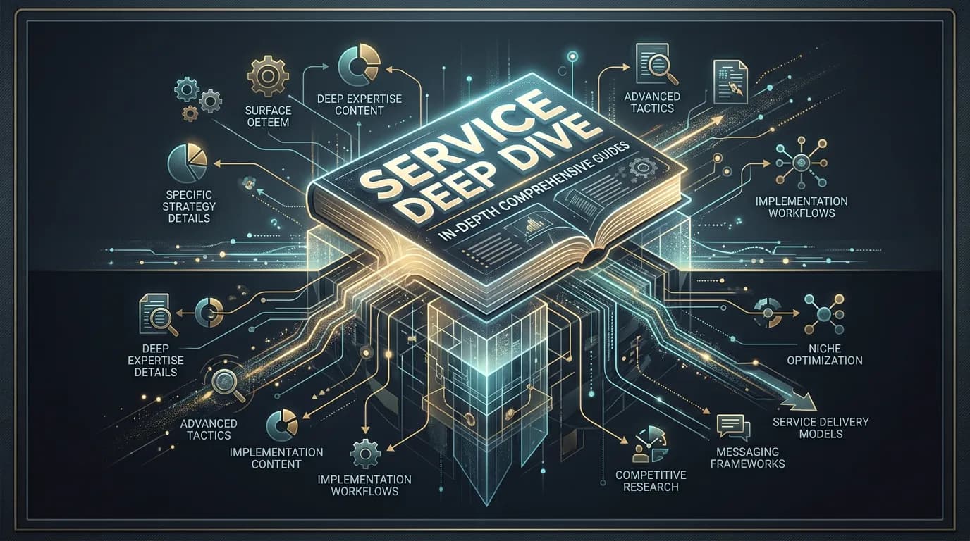 Service deep dive blog articles showing in-depth comprehensive marketing guides beyond surface level strategy details