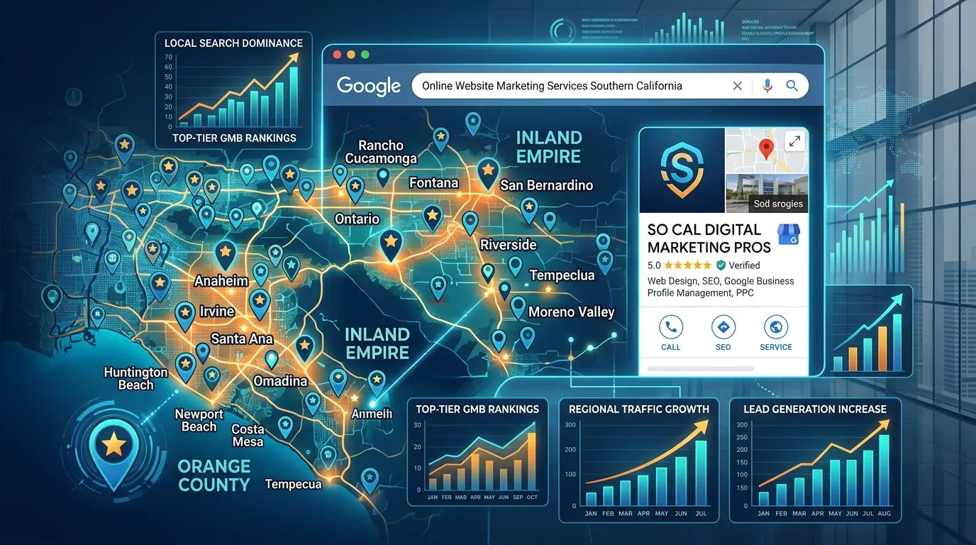 Southern California service area local SEO and Google Business Profiles showing regional search dominance