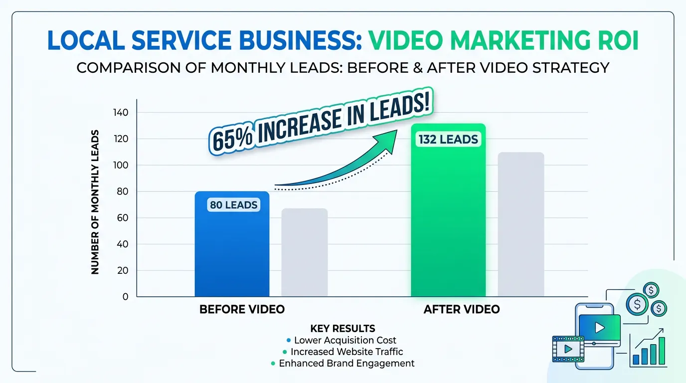 Chart illustrating lead volume for a service business after adding video to its marketing