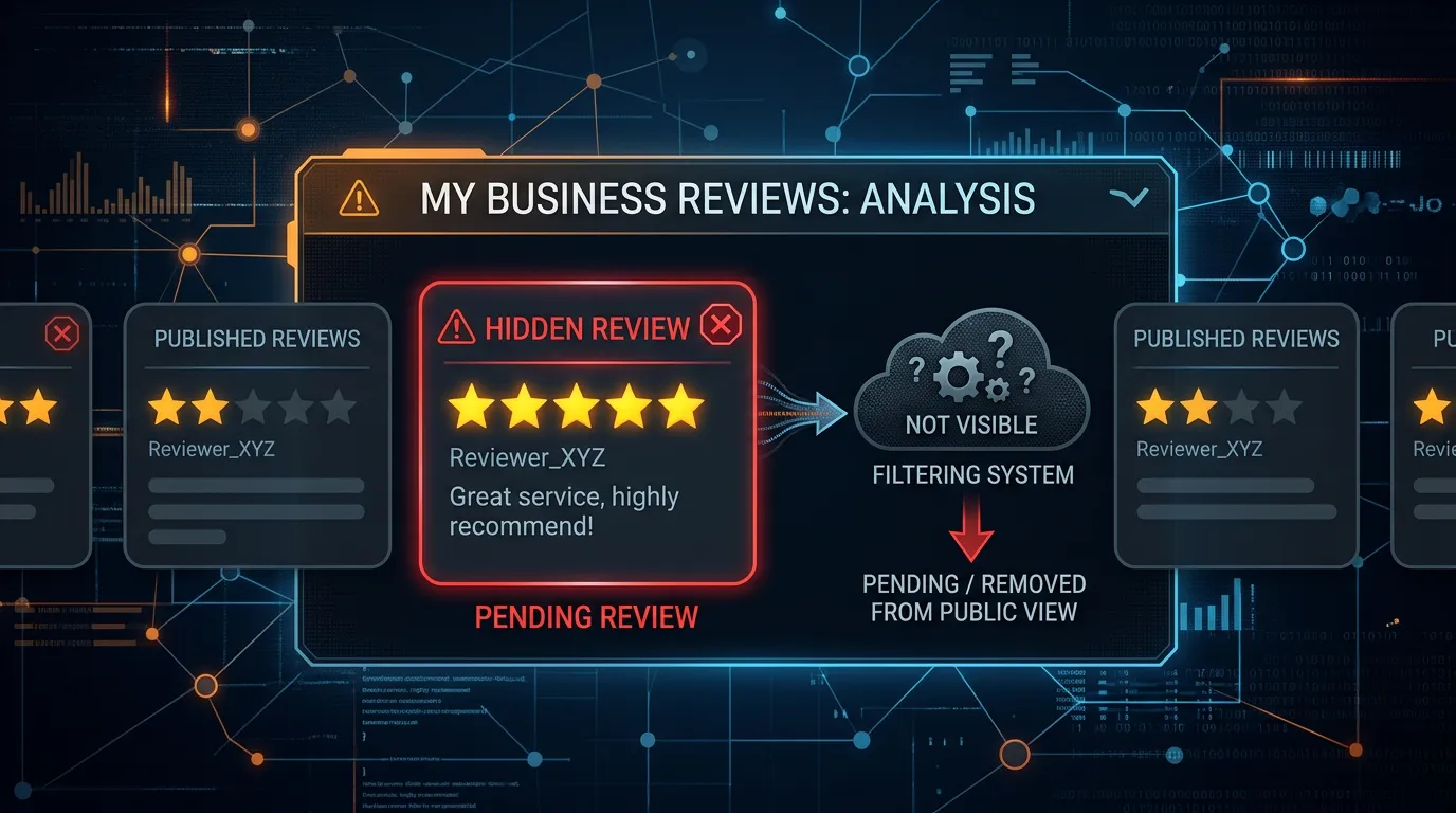 Google review not showing up with pending or removed status showing review filtering problem for business owners