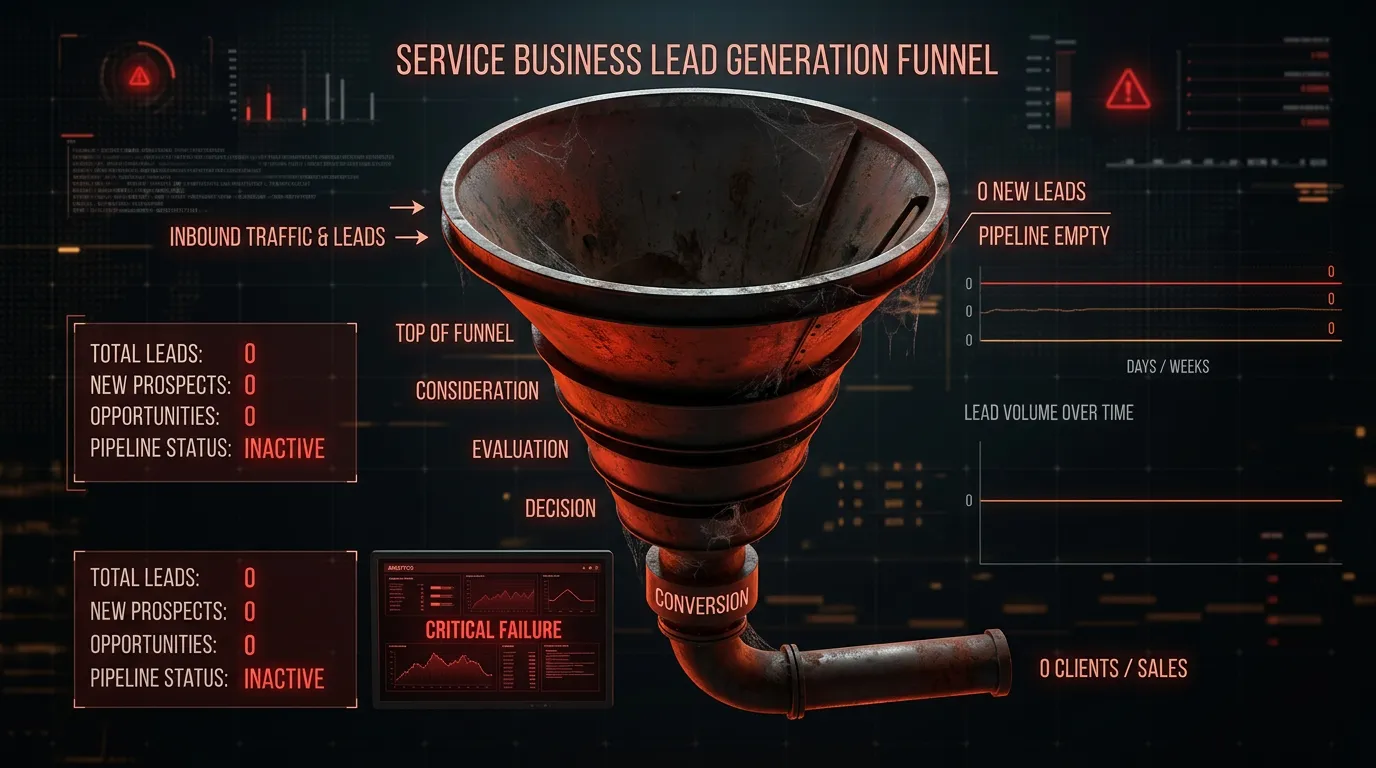 Lead generation not working showing empty pipeline with no leads coming in for service business