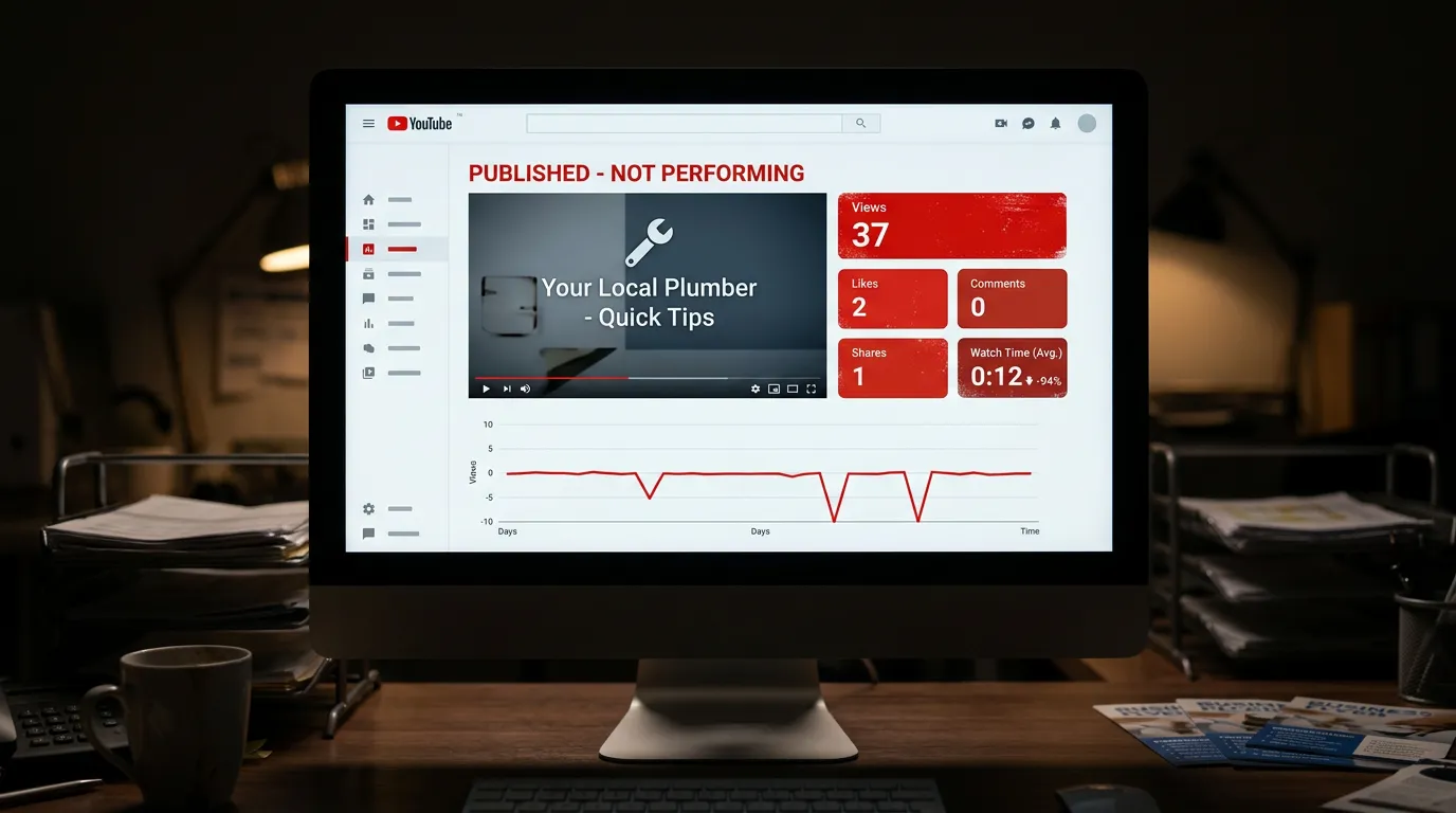 Video marketing not working showing video with few views and poor performance metrics for local business