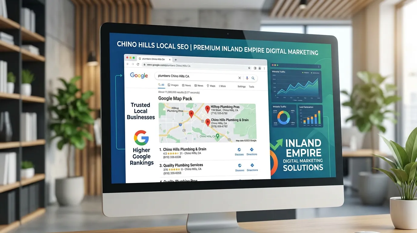 Chino Hills CA local SEO showing Google search map pack for service businesses in Chino Hills California