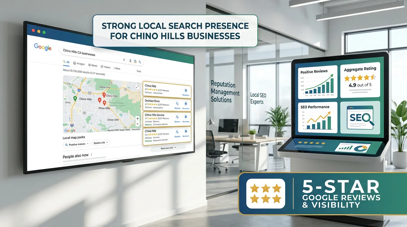 Chino Hills California reputation management showing 5-star Google reviews for local businesses