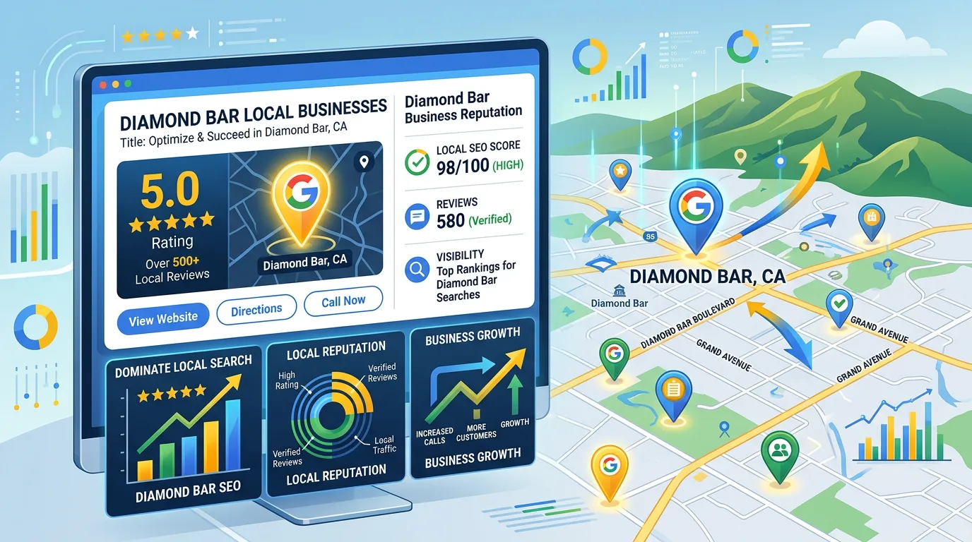 Diamond Bar California Google Business Profile showing 5-star reviews and strong local search presence