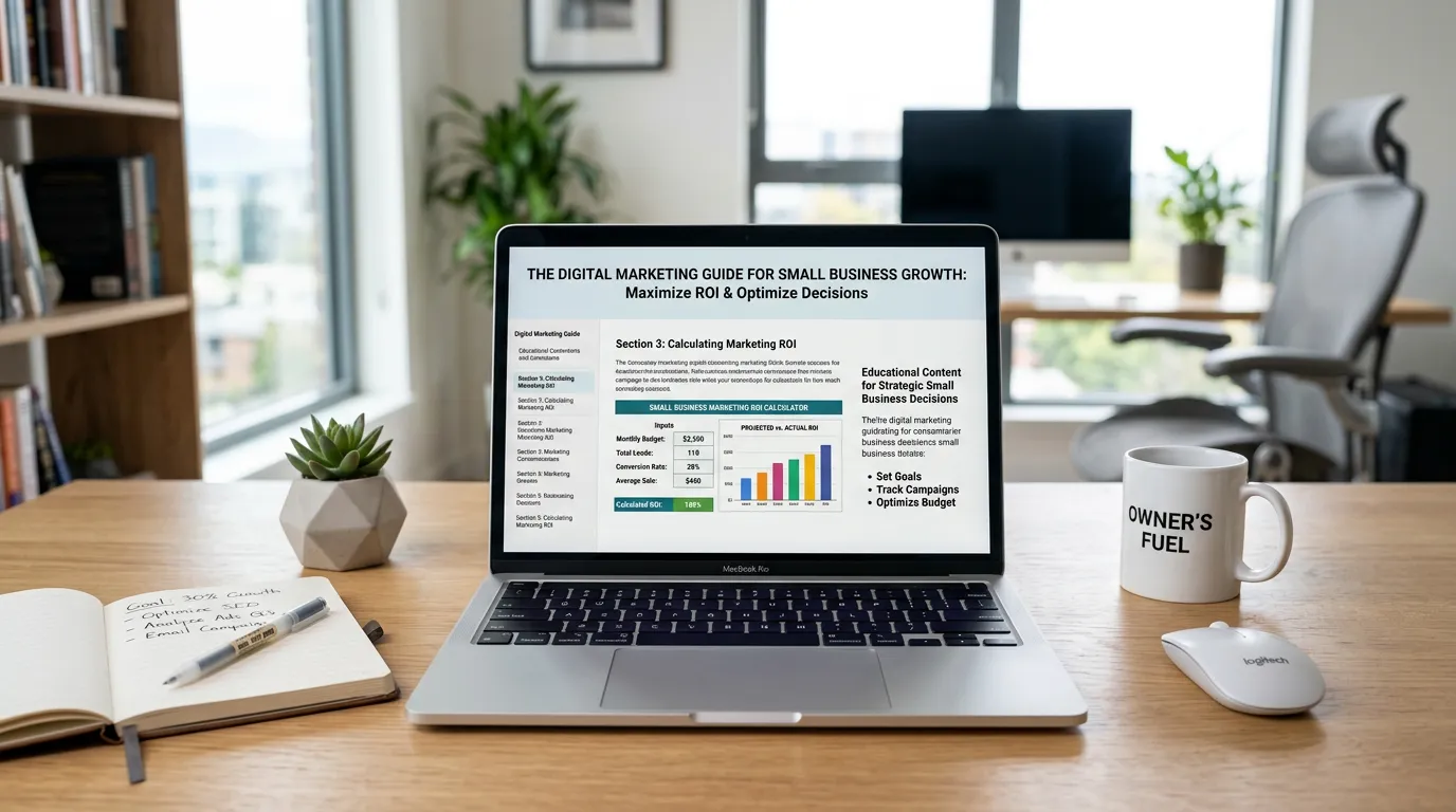 ROI calculator concept for small business marketing investment and decision making