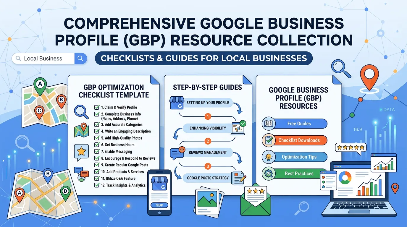 Google Business Profile checklists and guides showing comprehensive GBP optimization templates and step-by-step guides