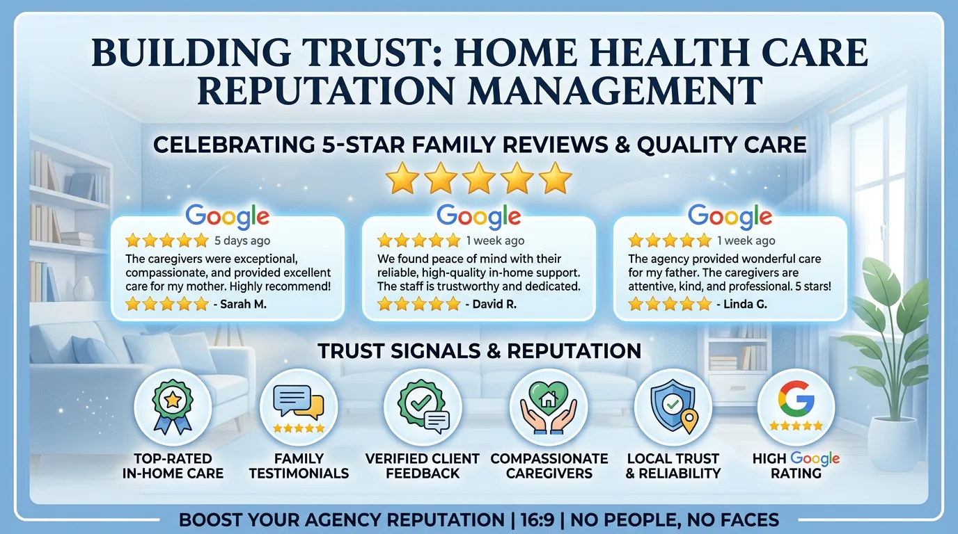 Home health care agency 5-star Google reviews from families praising in-home care quality