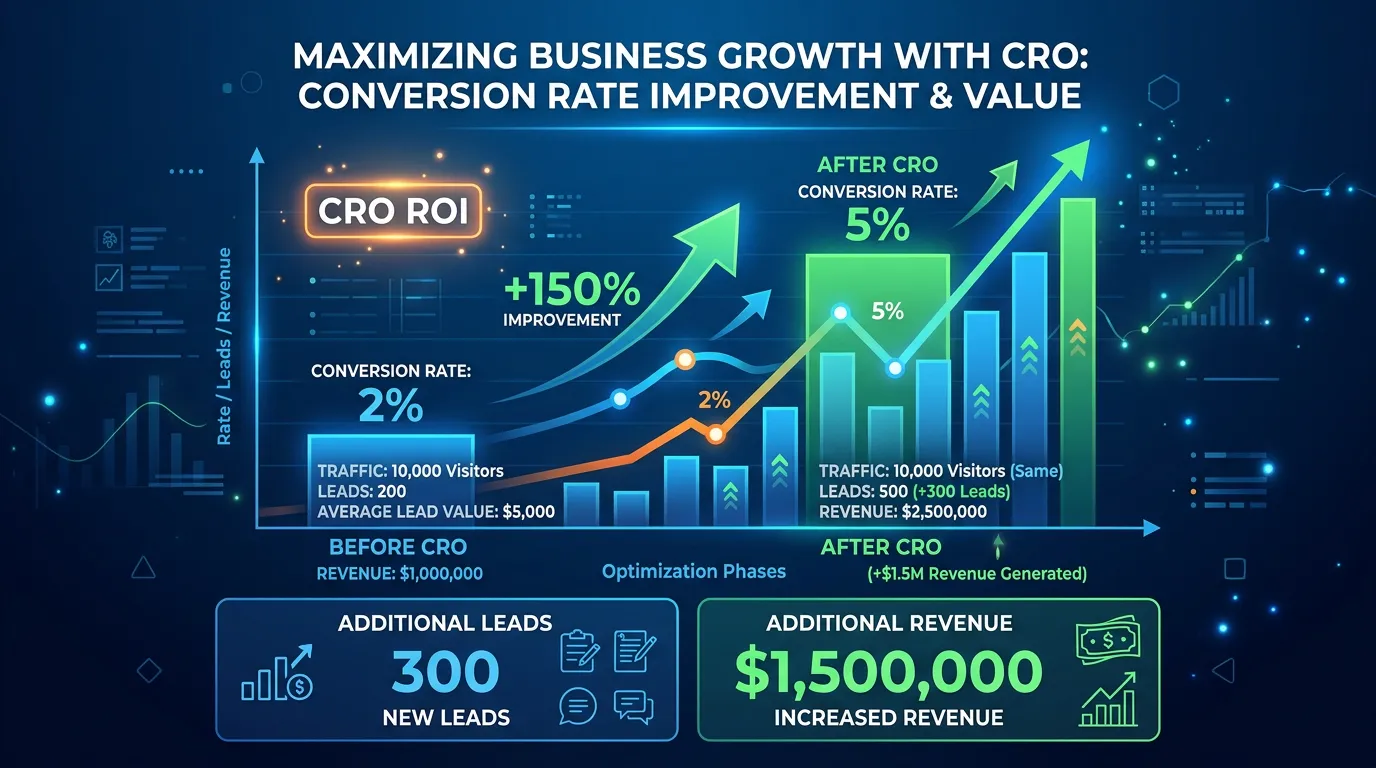 Chart illustrating how a higher conversion rate produces more leads from the same traffic