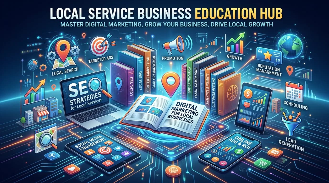 Learning and knowledge concept for digital marketing education with books screens and marketing icons