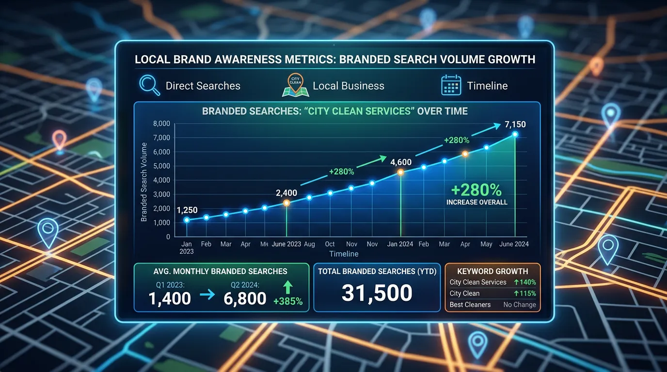 Chart of branded search volume over time as more people search for a business by name
