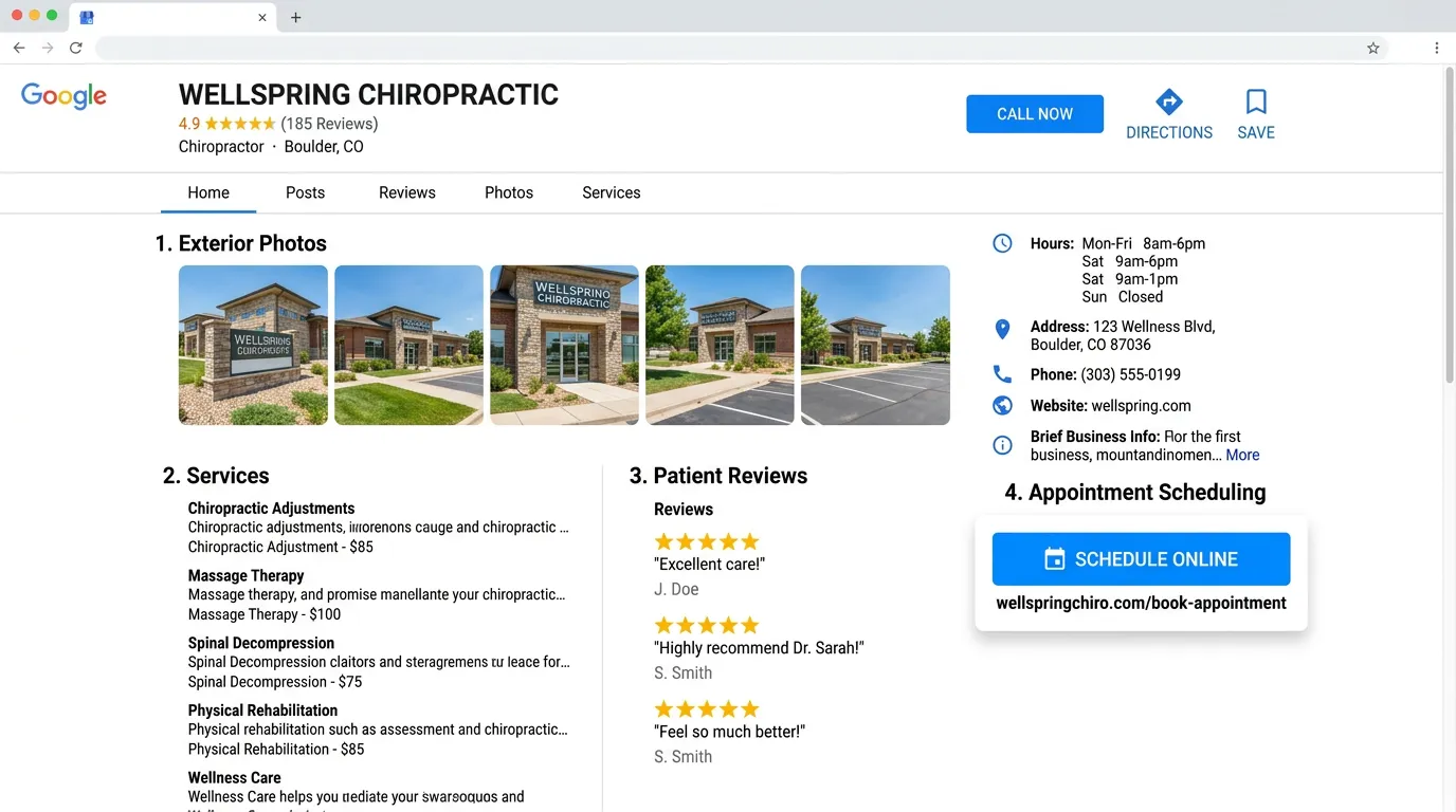 Chiropractic educational blog posts and videos about back pain helping rank for condition-based keywords