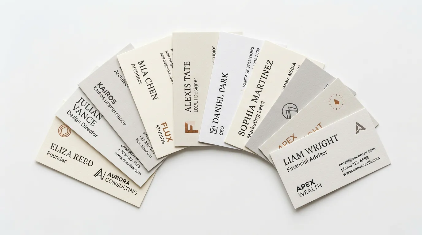 Professional business name cards representing the Online Website Marketing team
