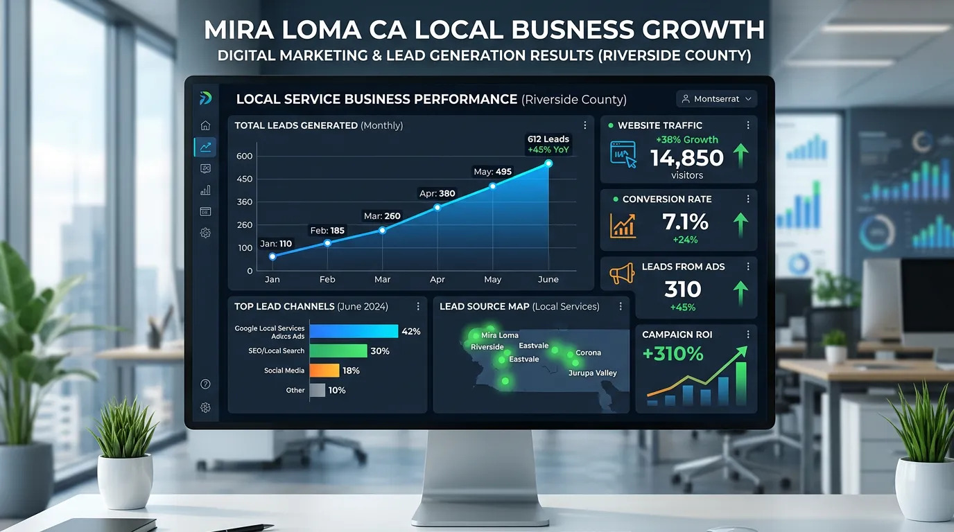 Mira Loma CA business digital marketing and lead generation results for Riverside County service businesses