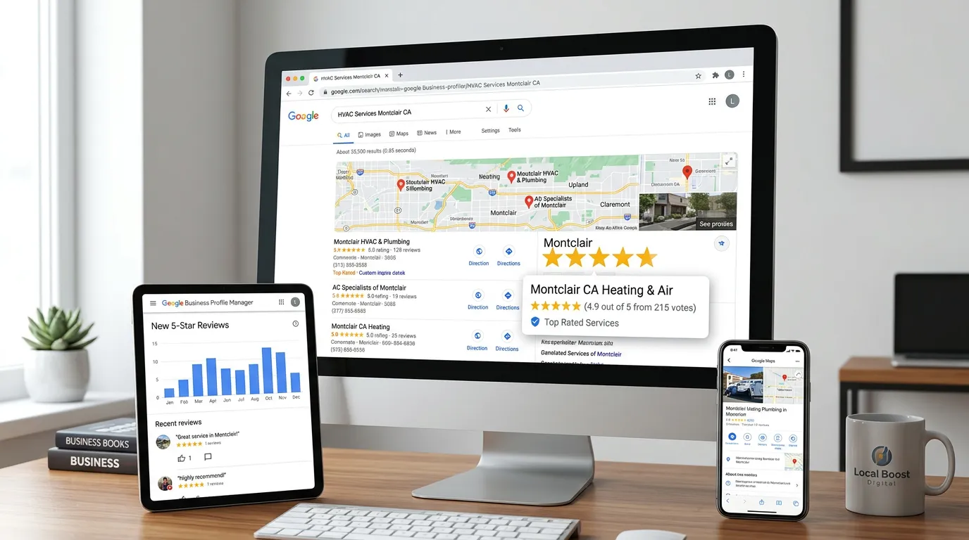 Montclair California Google Business Profile 5-star reviews and strong local search presence