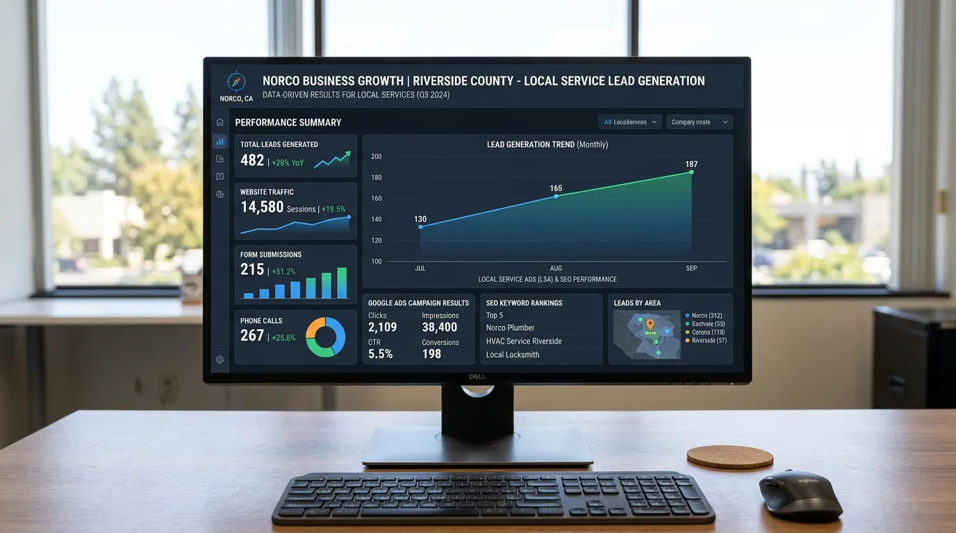 Norco CA business lead generation and digital marketing results for local service businesses in Riverside County