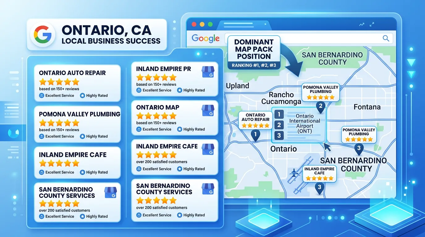 Ontario California Google Business Profile 5-star reviews and dominant local search presence in San Bernardino County