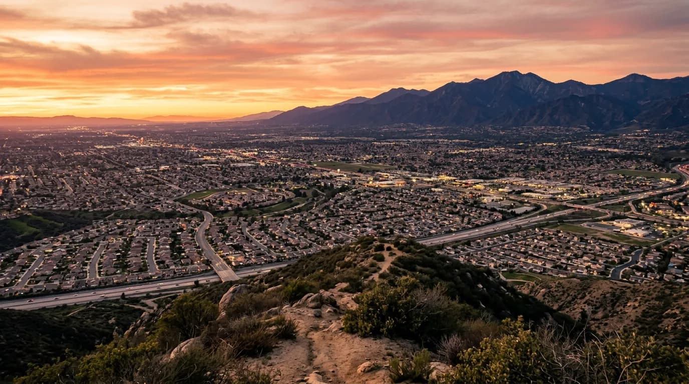 Sunset view over the Inland Empire California representing local roots of Online Website Marketing