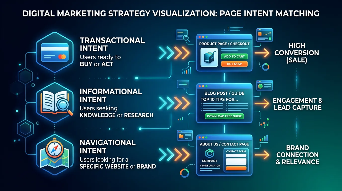 Search intent matching to conversion pages strategy for page level CRO optimization