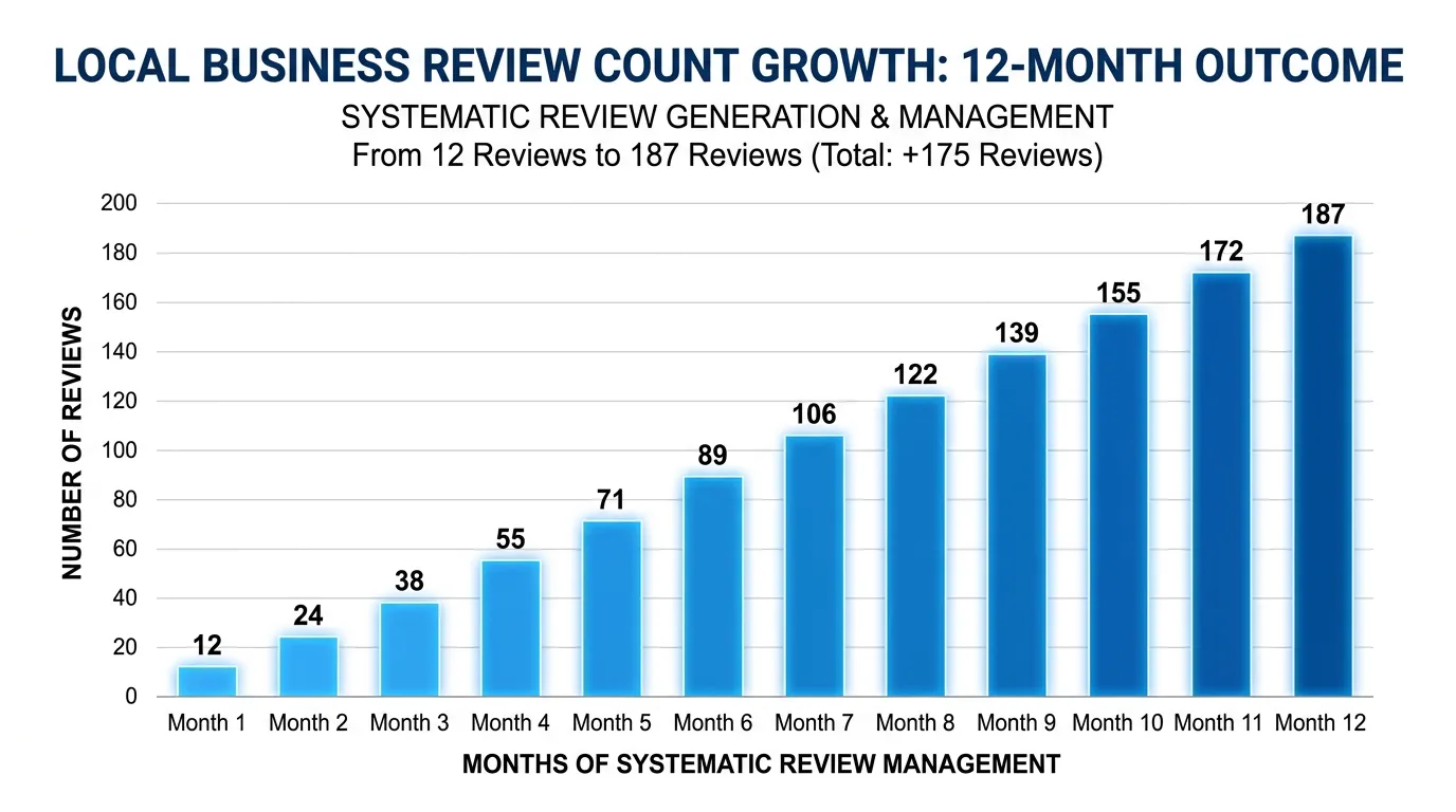 Chart illustrating review count growth over twelve months of systematic review requests