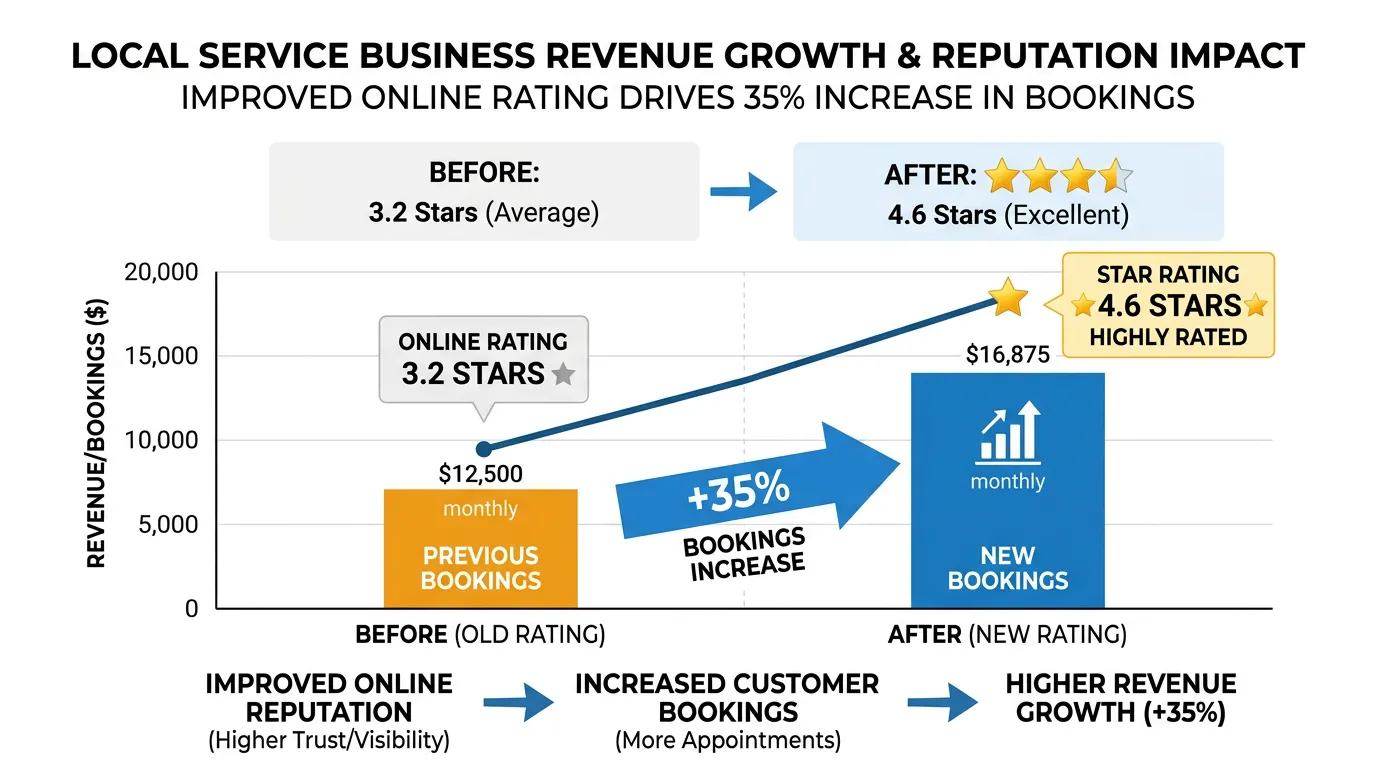 Chart illustrating the relationship between a higher star rating and booking volume