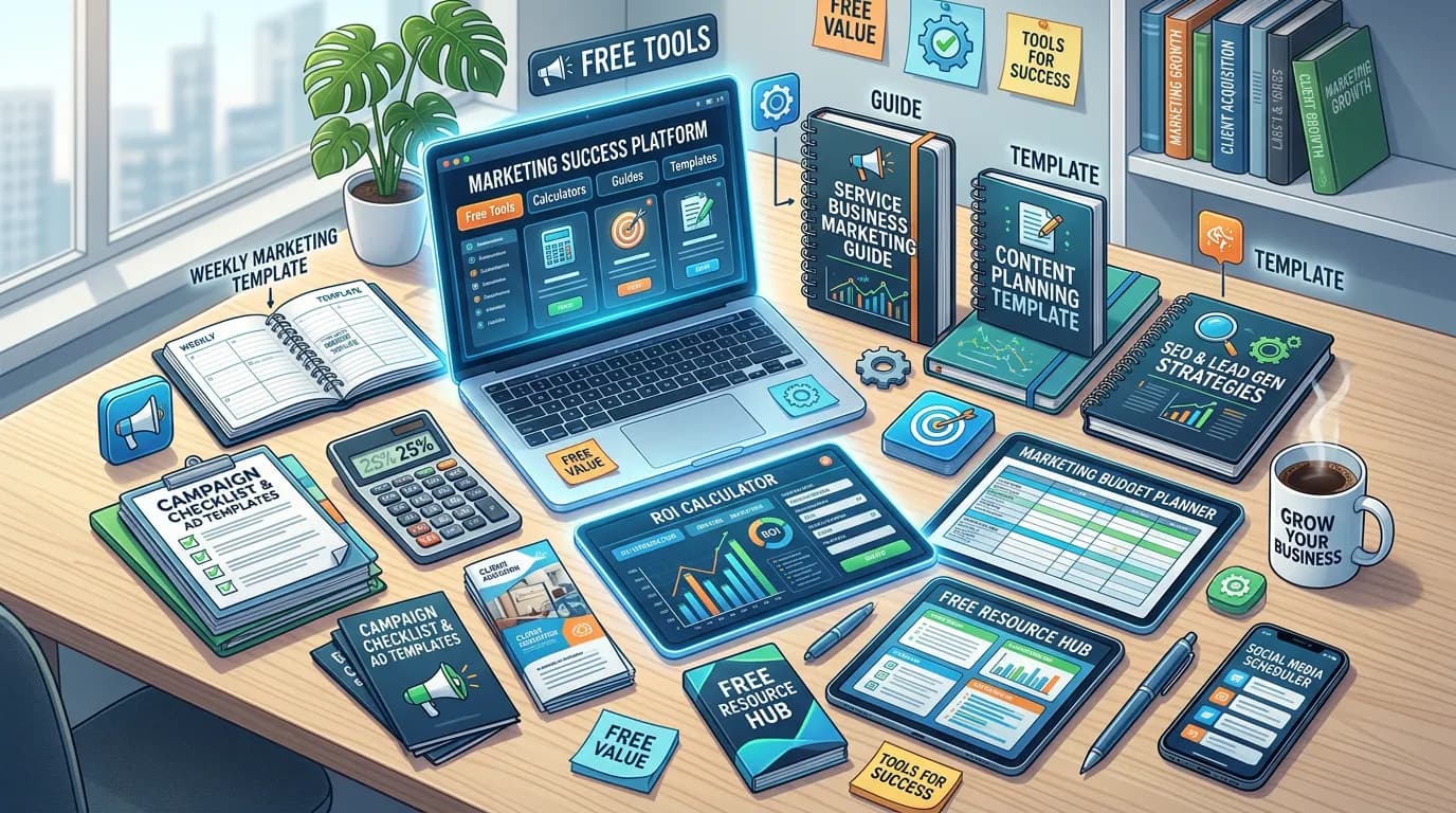 Digital marketing free tools and resources including calculators guides and templates for service business owners