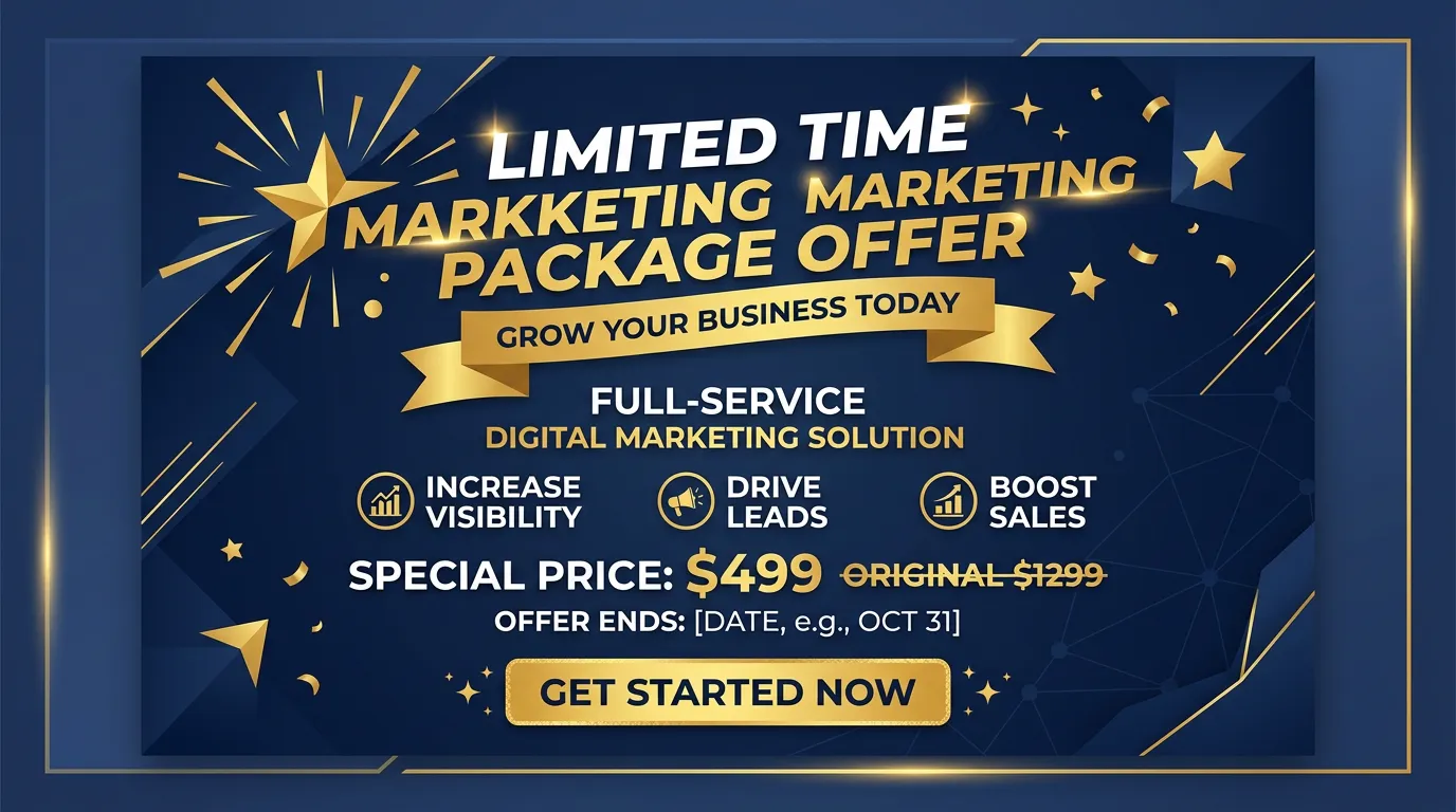 Promotional banner for special digital marketing package offers at Online Website Marketing
