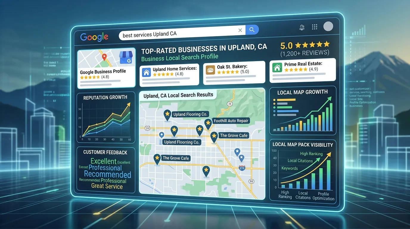 Upland California Google Business Profile 5-star reviews and local map pack presence