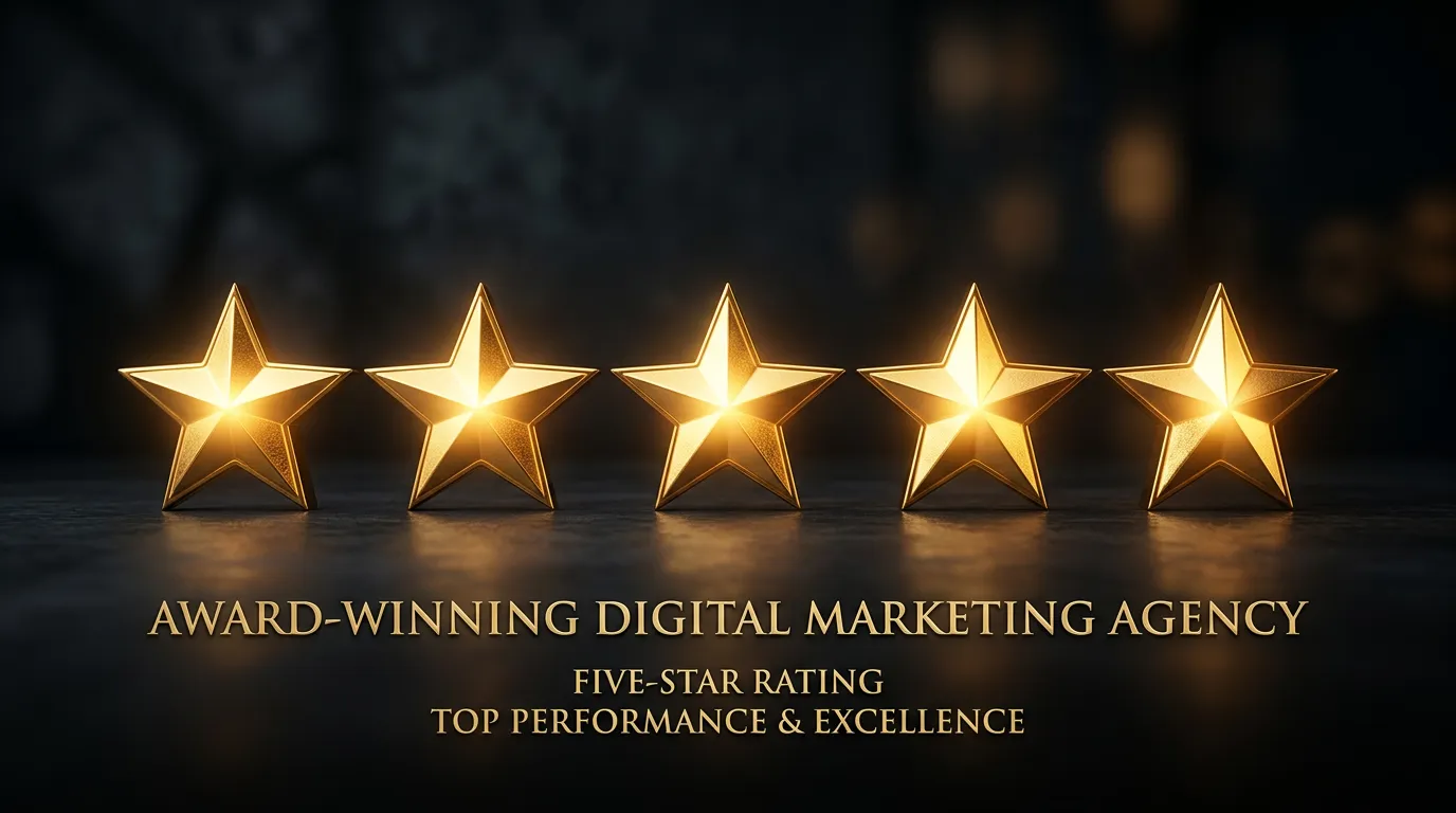 Five gold stars representing the five-star rating and reputation of Online Website Marketing